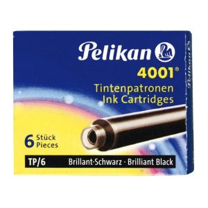 Rezerve stilou Cartuse mici cerneală 4001 Pelikan,  negru lucios, set 6 bucati