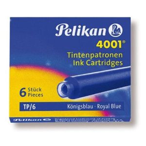 Rezerve stilou -Cartuse mici cerneală 4001 Pelikan, albastru royal, set 6 bucati