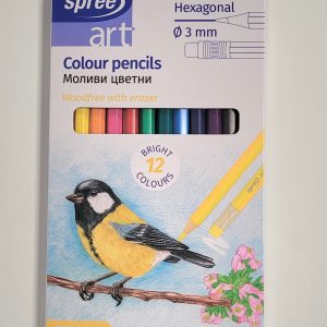 Creioane colorate cu guma,12/set ,Spree, mina 3mm