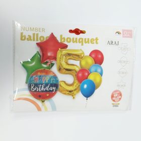 Set aranjament 10 baloane, cifra aurie