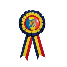 Cocarda tricolora cu Stema Romaniei, 8x16cm