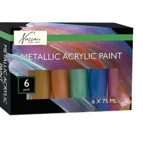 Culori acrilice 6x75ml , metalic, Grafix