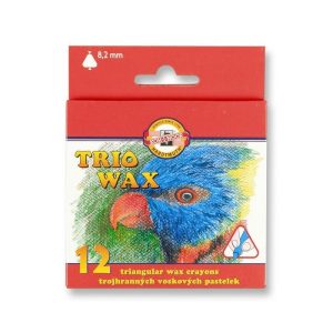 Set creioane colorate cerate triunghiulare subtiri Koh-I-Noor,  12 culori papagal