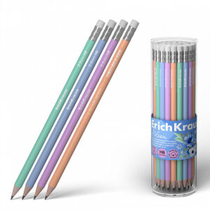 Creion grafit ErichKrause cu guma rotund ,Joy Pastel