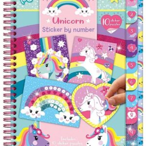 Carte cu abtibilduri -Sticker pe numere Unicorn