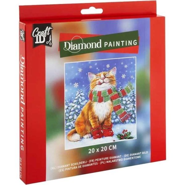 Diamond painting Pisica Xmas 20x20cm , Grafix Craciun