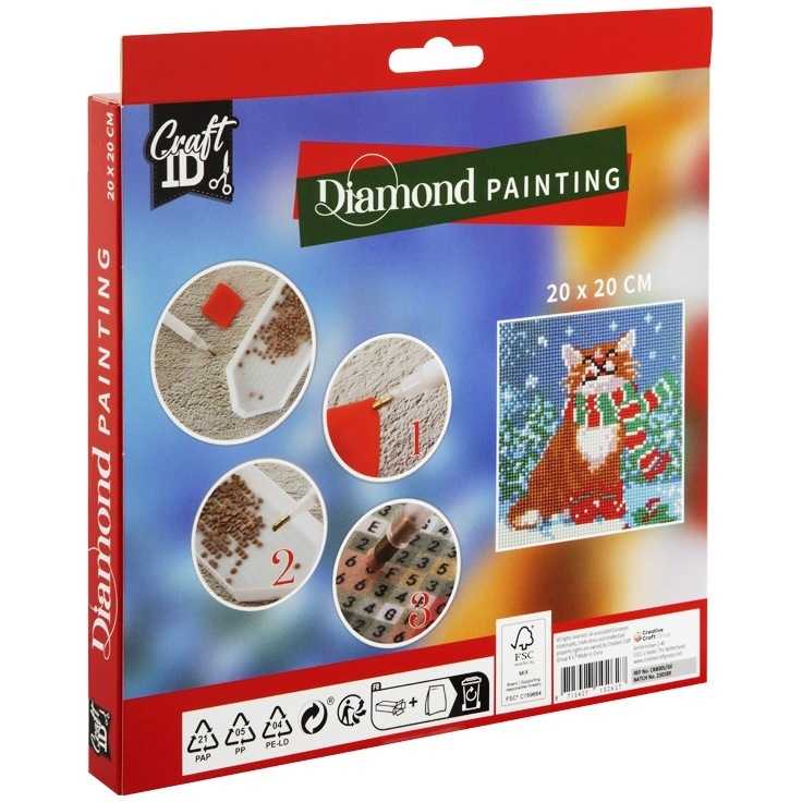 Diamond painting Pisica Xmas 20x20cm , Grafix Craciun - imagine 2