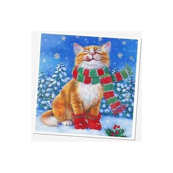 Diamond painting Pisica Xmas 20x20cm , Grafix Craciun - imagine 3