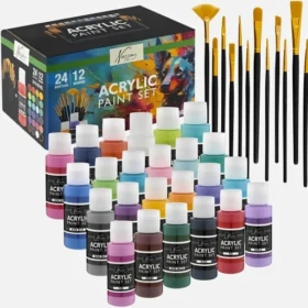 Culori acrilice 24x59ml + 12 pensule , Grafix