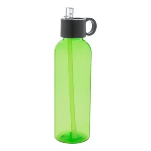 Sticla apa 500ml RPET, FITBA-verde cu capac de baut din PP si pai integrat