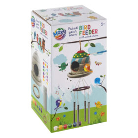 Casuta Moxy pentru pasari, de colorat, cu clopotel de vant , guase si pensula