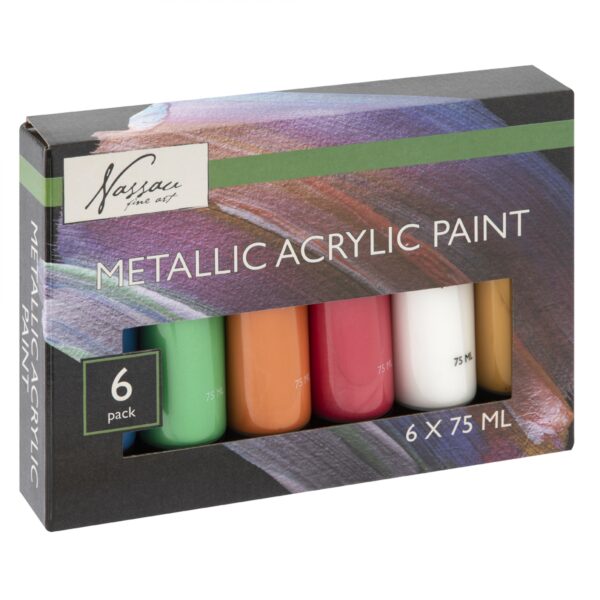 Culori acrilice metalice Nassau fine Art, 6x75ml