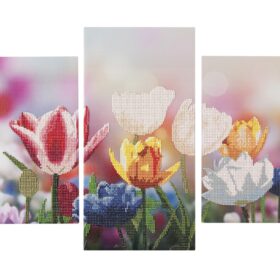 Pictura cu diamante Triptych-Floare 40x20cm +30x20cm