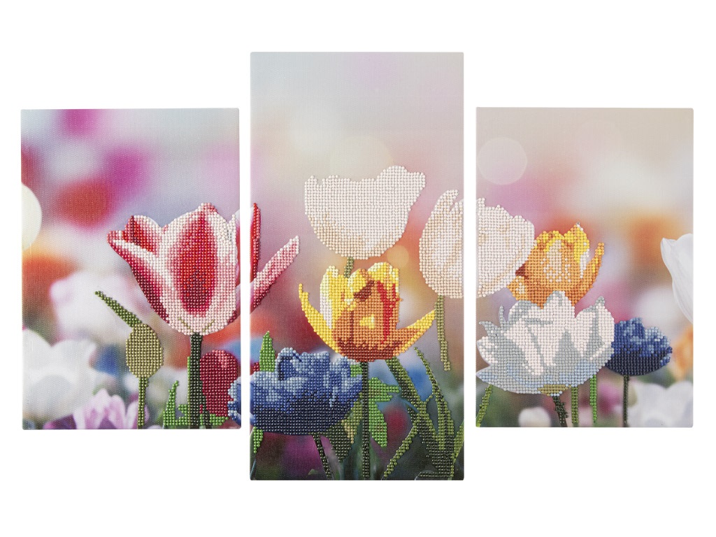 Pictura cu diamante Triptych-Floare 40x20cm +30x20cm