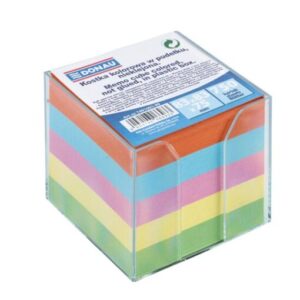 Cub hartie color cu suport plastic DONAU, 750 file, pastel, 92 x 92 x 82 mm