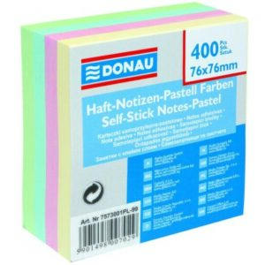 Cub notite adezive DONAU, 76 x 76 mm, 400 file, culori pastel