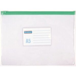 Mapa din plastic DONAU Zip Bag, cu fermoar, A5 (240 x 180 mm), Transparent