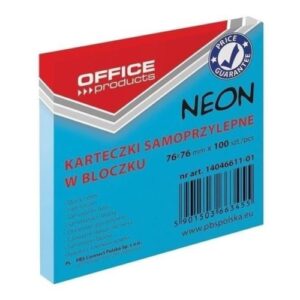 Notes adezive color OFFICE Products, 76 x 76 mm, albastru neon, 100 file