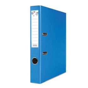 Biblioraft plastifiat Basic, 5 cm, colturi metalice, Albastru