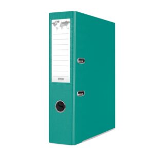 Biblioraft plastifiat Basic, 7.5 cm, colturi metalice, Turcoaz