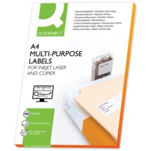 Etichete autoadezive Q-CONNECT 1/A4, 210 X 297 mm, albe, pretaiate, 100 coli/top