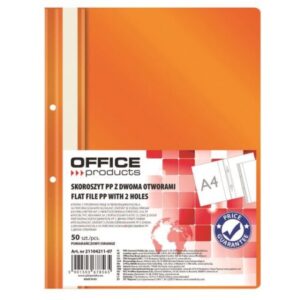 Dosar din plastic cu sina si doua perforatii OFFICE Products, 100/170 microni, Portocaliu