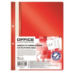 Dosar din plastic cu sina si doua perforatii OFFICE Products, 100/170 microni, Rosu