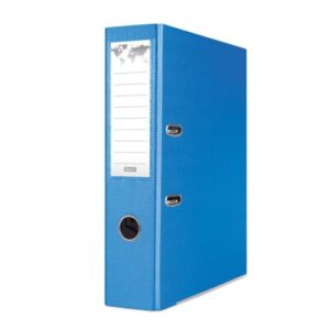 Biblioraft plastifiat Basic, 7.5 cm, colturi metalice, albastru,