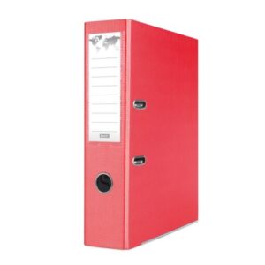 Biblioraft plastifiat Basic, 7.5 cm, colturi metalice, rosu