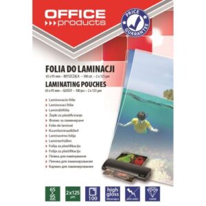Folie laminat OFFICE Products, A7 65 x 95 mm, 2 x 125 microni, 100 buc/top
