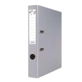 Biblioraft plastifiat Basic, 5 cm, colturi metalice, Gri