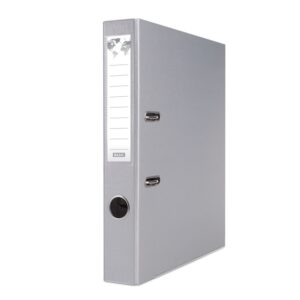 Biblioraft plastifiat Basic, 5 cm, colturi metalice, Gri