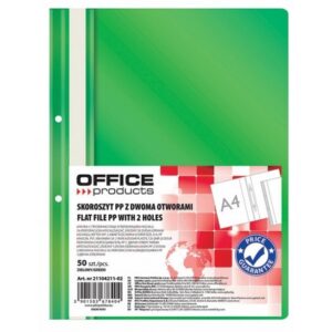Dosar din plastic cu sina si doua perforatii OFFICE Products, 100/170 microni, Verde