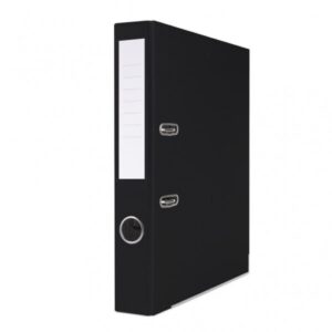 Biblioraft plastifiat Basic, 5 cm, colturi metalice, Negru